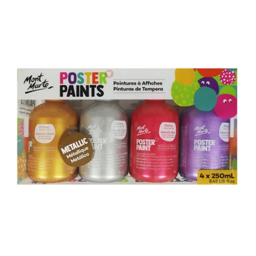 MONT MARTE POSTER PAINT 250ml Metallic Pk4
